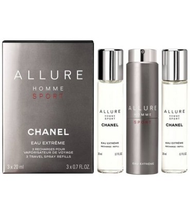 Chanel Allure Homme Sport Eau Extreme Eau de Toilette Concentree 60ml. Travel spray and two refills 3x20ml.